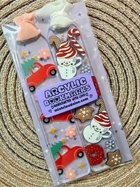 ☁️ 3/$30☁️ 2 PACK HANDCRAFTED ACRYLIC BOOKMARK BY MINTCLOUDNINE - HOT COCOA